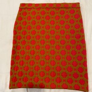 Mustard and orange midi pencil skirt